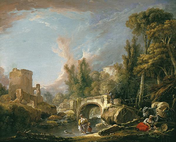 Francois Boucher River Landscape with Ruin and Bridge china oil painting image